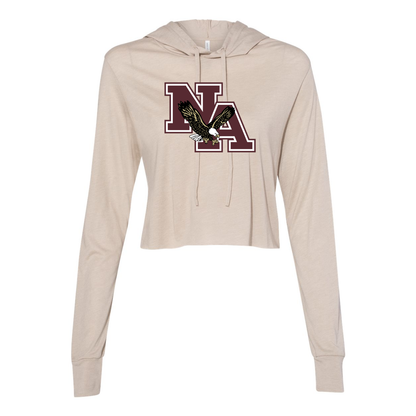 Women’s Super Soft Cropped Classic Logo Long Sleeve Hooded Tee - New Albany Eagles