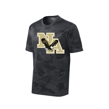 Youth Camo Gold Logo Competitor Performance Short Sleeve Graphic Tee - New Albany Eagles