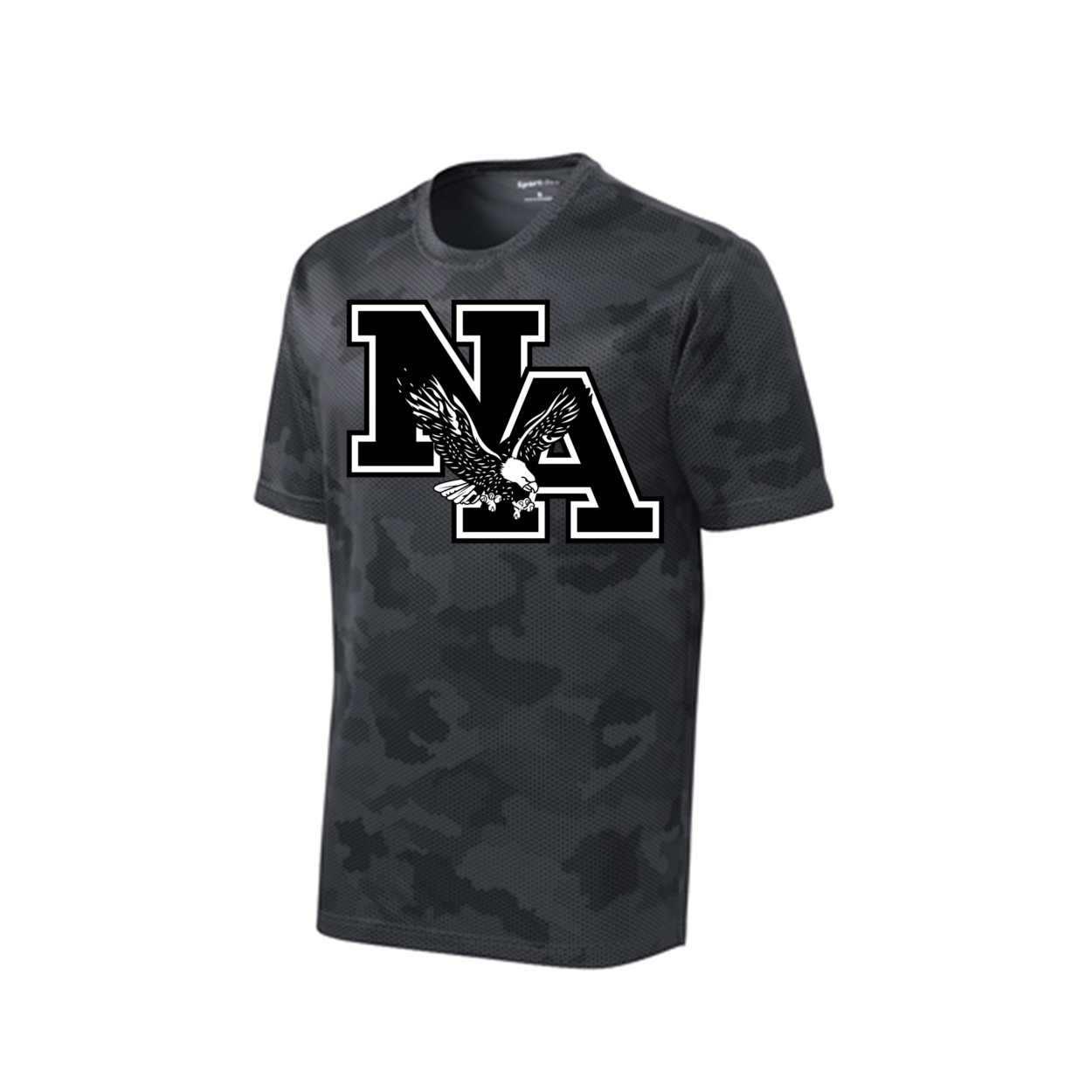 Youth Camo Black Logo Competitor Performance Short Sleeve Graphic Tee - New Albany Eagles