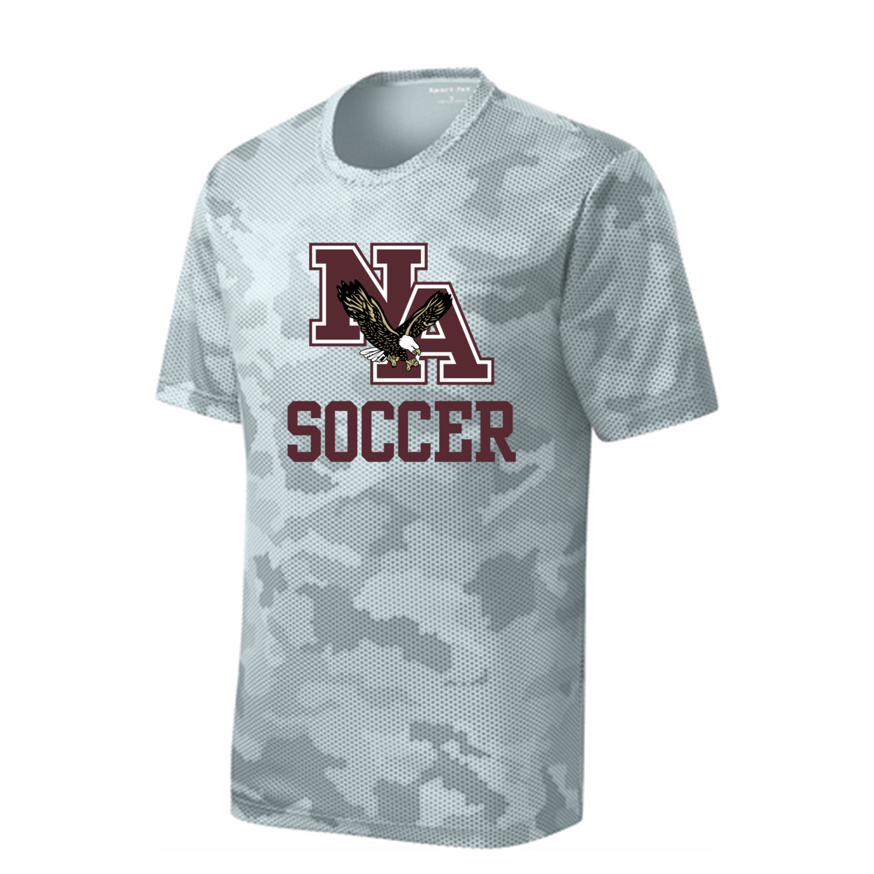 Youth Camo Soccer Logo Competitor Performance Short Sleeve Graphic Tee - New Albany Eagles