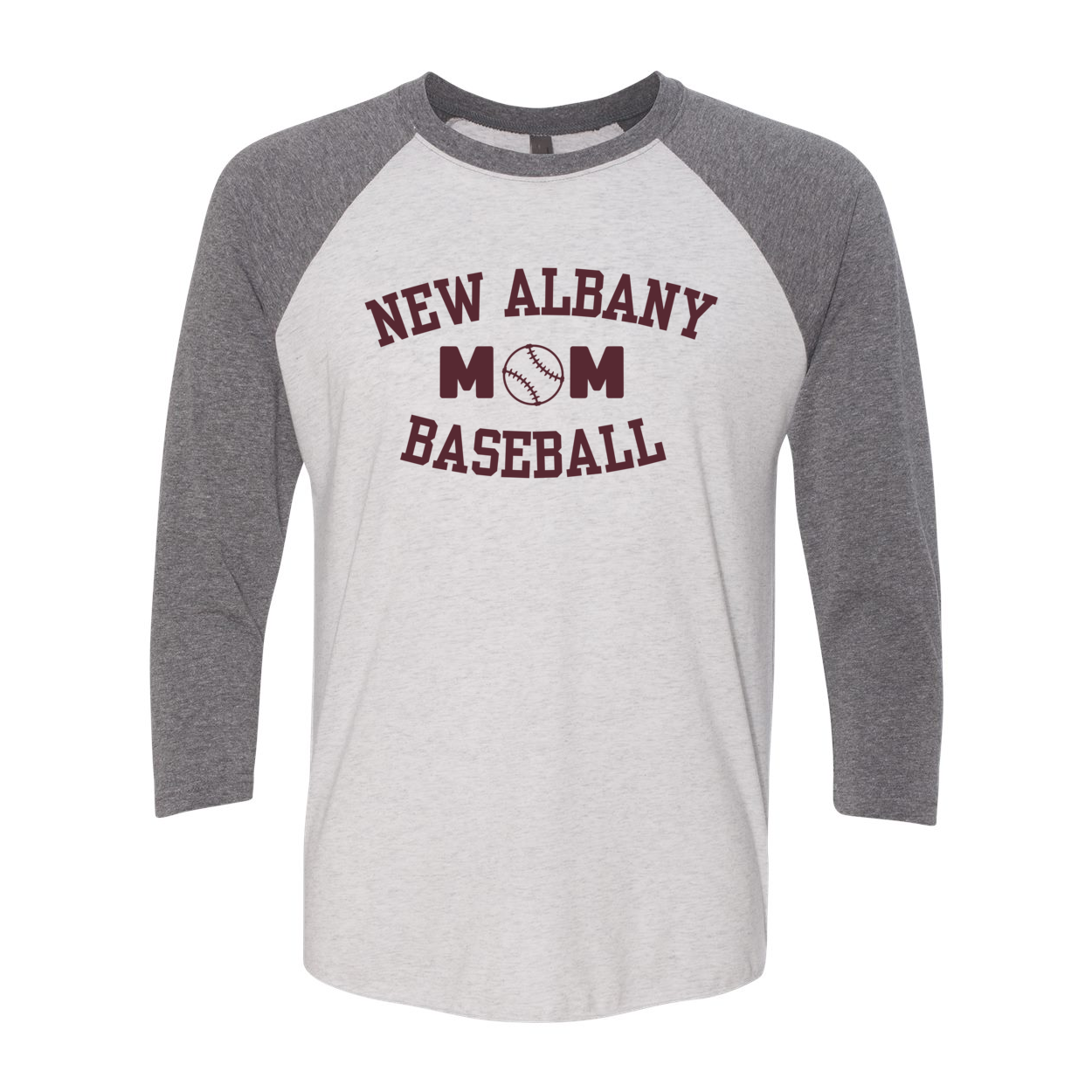 Women's Super Soft Baseball Mom Three-Quarter Sleeve Baseball Raglan Tee - New Albany Eagles