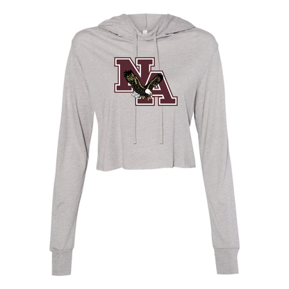 Women’s Super Soft Cropped Classic Logo Long Sleeve Hooded Tee - New Albany Eagles