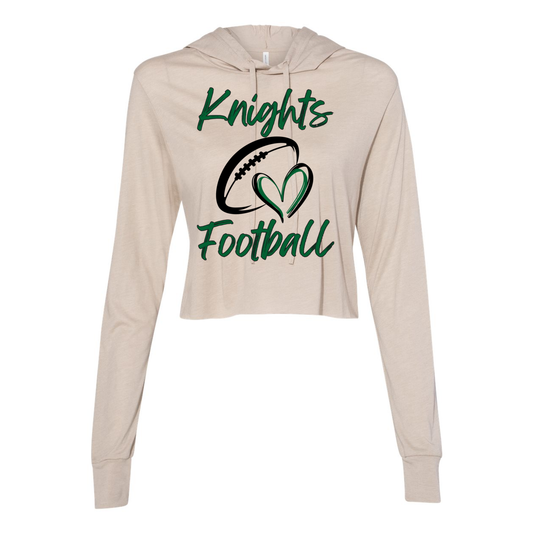 Women’s Super Soft Cropped Football Love Long Sleeve Hooded Tee - Nordonia Knights