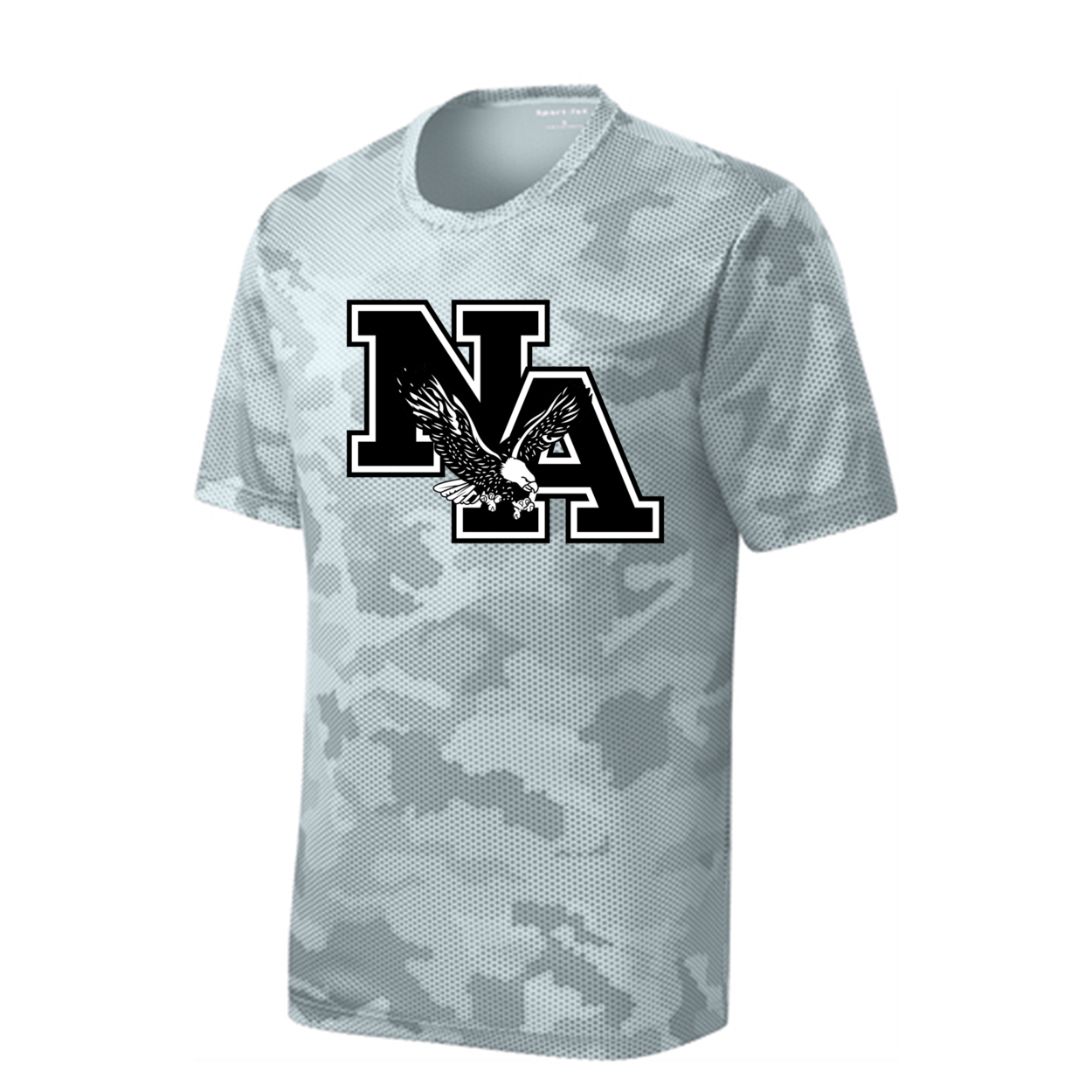 Youth Camo Black Logo Competitor Performance Short Sleeve Graphic Tee - New Albany Eagles