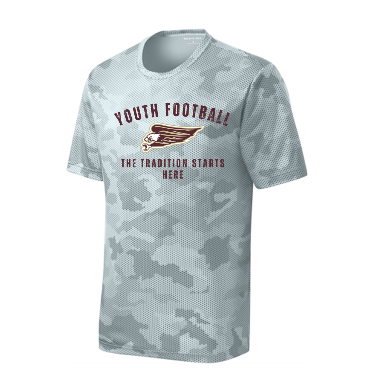 Youth Camo Football Tradition Competitor Performance Short Sleeve Graphic Tee - New Albany Eagles