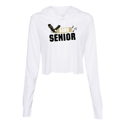 Women’s Super Soft Band Senior Long Sleeve Cropped Hooded Graphic Tee - New Albany Eagles
