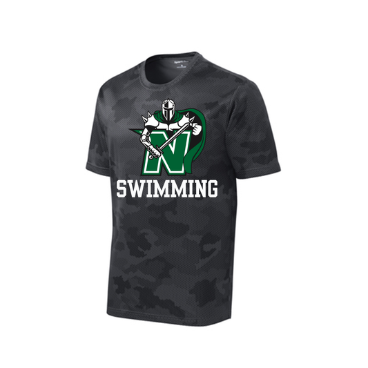 Youth Camo Logo Swimming Competitor Performance Short Sleeve Graphic Tee - Nordonia Knights