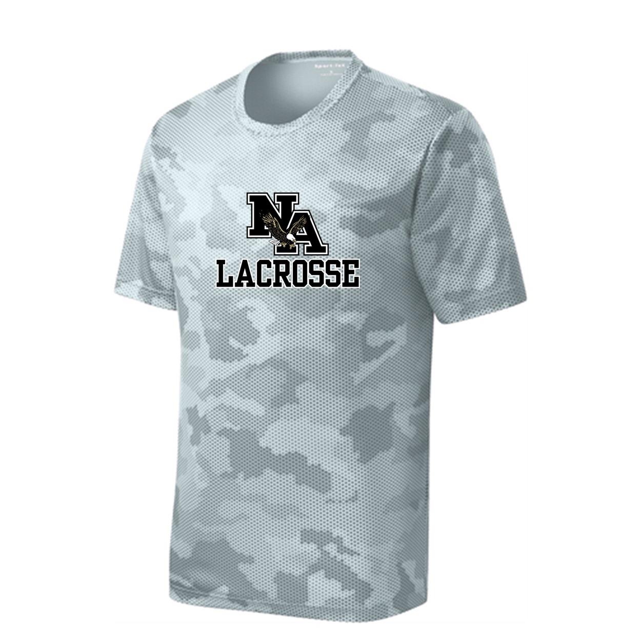 Youth Camo Lacrosse Logo Competitor Performance Short Sleeve Graphic Tee - New Albany Eagles