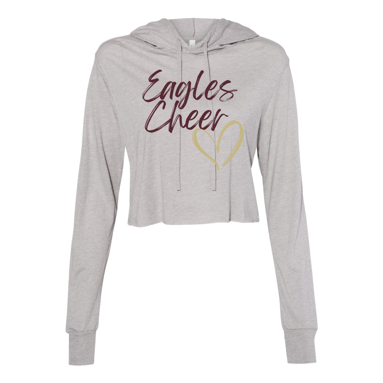 Women’s Super Soft Cropped Cheer Love Long Sleeve Hooded Tee - New Albany Eagles