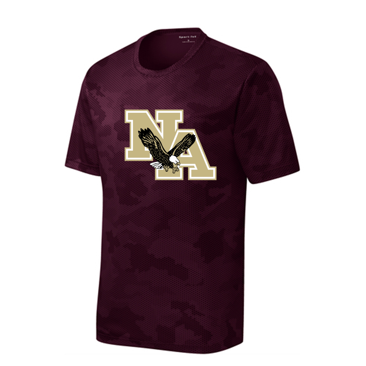Youth Camo Gold Logo Competitor Performance Short Sleeve Graphic Tee - New Albany Eagles