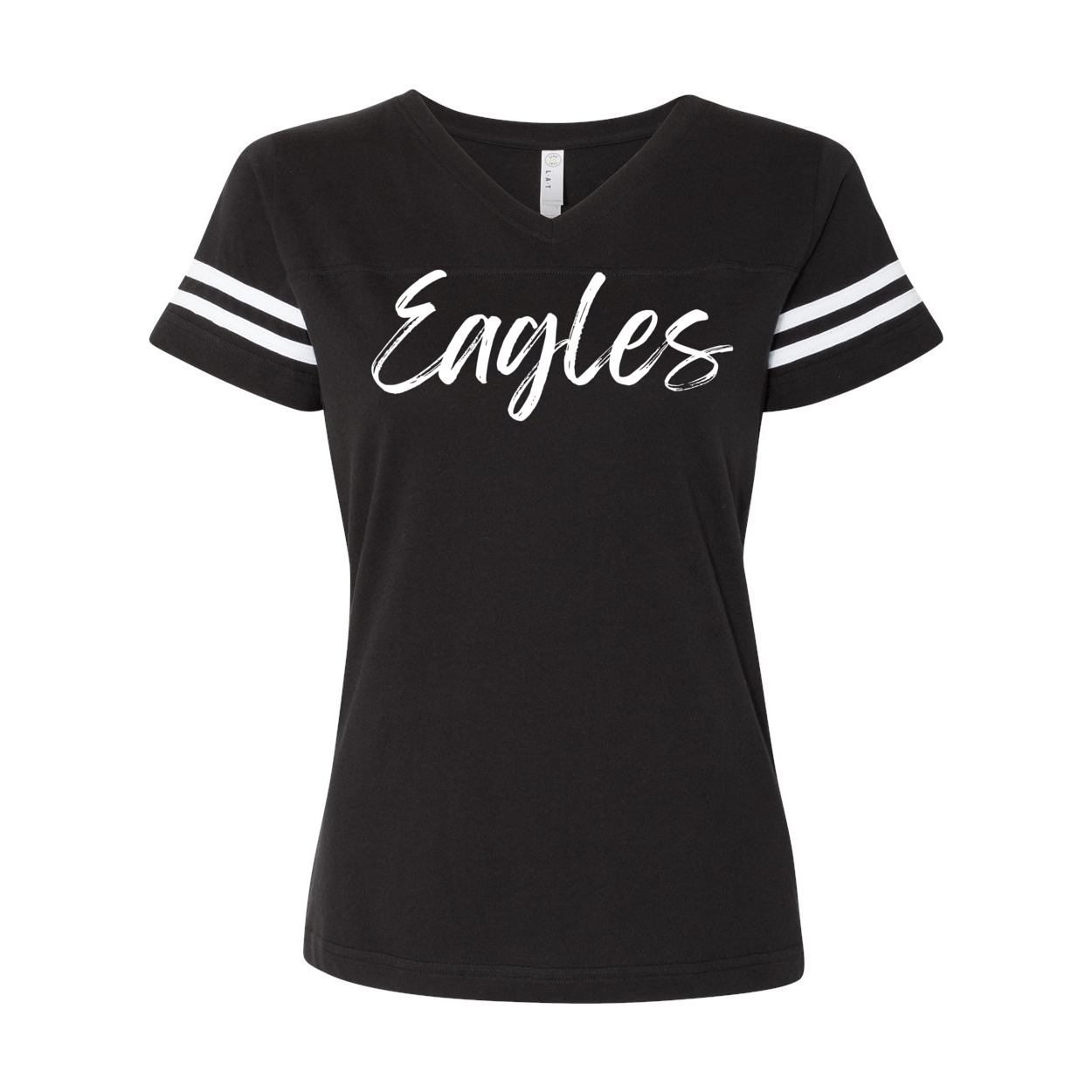 Women's Team Spirit Script Logo Short Sleeve Graphic Football Ringer Tee - New Albany Eagles